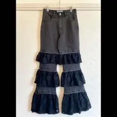 jouetie レースフリルフレアデニム ブラック M USED