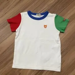 ミキハウス　Tシャツ　トリコロール　くま　クマ　100 半袖　ホットビスケッツ