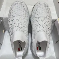 ビジュー厚底スニーカーホワイト