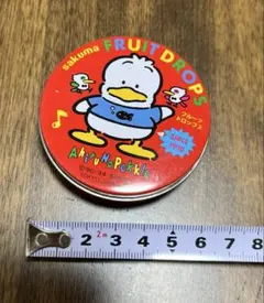 サクマ フルーツドロップ缶 直径約6cm サンリオ　アヒルのペックル