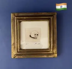 銅版画【猫】　インド製ミニ額