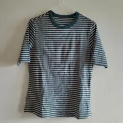 ワークマン マルチリブTシャツ LLサイズ レディース ボーダー 緑