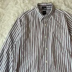 【GAP ギャップ】オックスフォード　コットン長袖シャツ　ストライプ　【L】