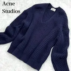 【美品】Acne Studios コットン セーター ネイビー Vネック ニット
