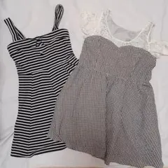 2点ワンピース　ストライプ とギンガムチェック
