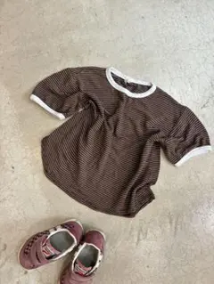 ブラウン×ホワイト　ストライプ Tシャツ NEMO 2歳から3歳くらい