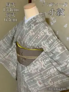 アンティーク 着物 小紋 しつけ付き 美品 オリエンタル紋様 花唐草