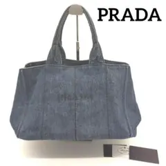 ギャランティカード有り【PRADA プラダ】カナパ トートバッグ デニム ブルー