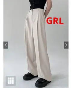 GRLセンタープレスタックワイドパンツ アイボリー