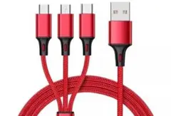 USBケーブル 3イン1 3in1 赤 急速充電