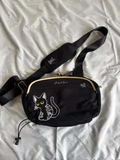 LIN 黒猫がま口型ショルダーバッグ