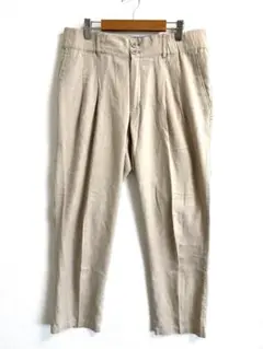 ベージュ パンツ　XL ウエストゴム　リネン　ゆったり