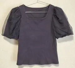 GU ブラック パフスリーブ Tシャツ S