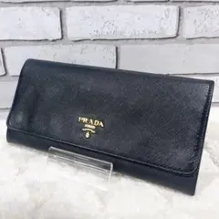 PRADA プラダ 長財布 二つ折り サフィアーノ ブラック 黒 レザー ロゴ