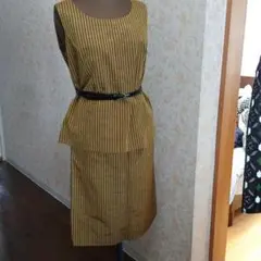 和装 着物リメイク 正絹 紬 ベスト セミタイトスカート ハンドメイド