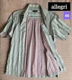 allegri ストライプ 半袖シャツ 46 M　綿　夏服　サマー　アレグリ