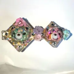 ハンドメイドアクセサリー シルバー ヘアピン クマ ひし形
