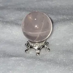 天然石✨️ローズクォーツ　ミニスフィア✨️六芒星あり　透明感良　台座付き