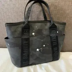 美品　ジャンティバンティ　ツールトートバッグ　黒　カモフラ　レザー　ブラック