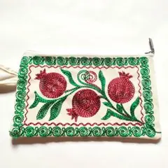 スザニ刺繍ポーチ ザクロ柄 【新品未使用品】