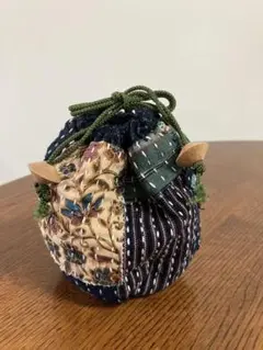 古布　藍染絣　更紗　パッチワーク 巾着袋