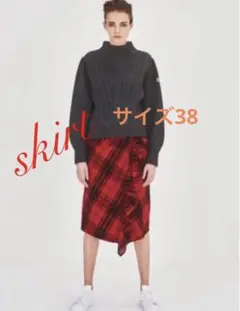レッドチェックスカート ボーダーズアットバルコニー