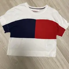 トミーヒルフィガー　半袖Tシャツ　トリコロールカラー　ショート丈　サイズM