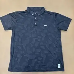 中古美品FILA 幾何学模様 ポロシャツ 黒size 2XL