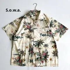 S.o.w.a.　ソーワ　半袖アロハシャツ　トロピカル柄　綿　メンズ　Lサイズ