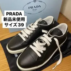 prada スニーカー ブラック 新品 サイズ39 プラダ ロゴ付き