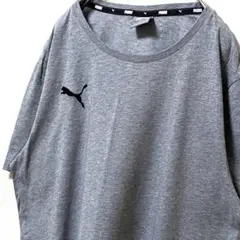 プーマ PUMA ロゴ刺繍 Tシャツ グレー 灰色 L 古着