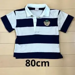プティマイン 太ボーダーラガー半袖Tシャツ ネイビー
