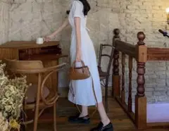 ホワイト シャツワンピース 半袖