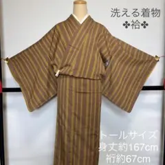 ❈便利な洗える着物 トールサイズ 縦縞 A122