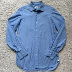 ★イタリア製★ LUIGI BORRELLI 長袖 シャツ 青 コットン100％