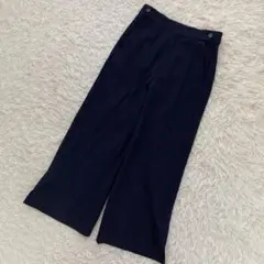 UNTITLED ワイドパンツ ネイビー M シンプル オフィス スリット