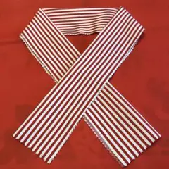 【31】110cm 半襟 半衿 赤 ハンドメイド 生地 ハギレ ストライプ 着物