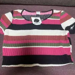 ATTENTION ストライプ クロップドTシャツ 半袖