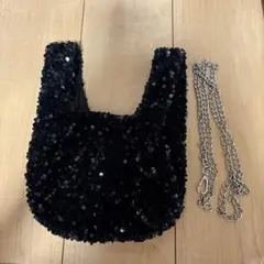スパンコール ブラック ショルダーバッグ