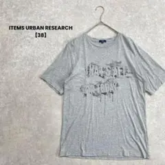 a1829＊ITEMS 半袖ロゴTシャツ　グレー【38】カジュアル　綿　レーヨン