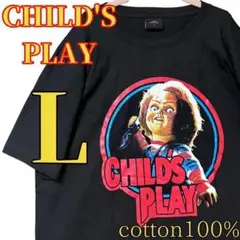 高品質チャイルドプレイ 映画Tシャツ半袖コットン100 新品 チャッキー L黒