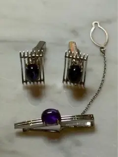 シルバー 刻印 カフスボタン ネクタイピン セット