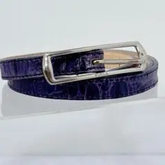 FURLA クロコ型押し ナローベルト パープルグラデ 希少ヴィンテージ