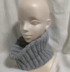 【匿名配送】ハンドメイド　スヌード　アクリル毛糸　グレー　男女兼用　ユニセックス