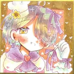 【送料込】オリジナル 手描きイラスト ナス副コック長 【豆色紙】