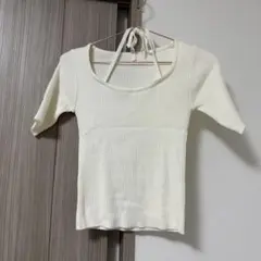 ホワイトリブ編み半袖トップス　コモンユニークショールーム