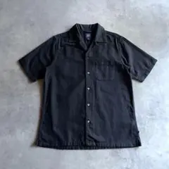 90s 00s old GAP コットン オープンカラー シャツ ブラック 短丈