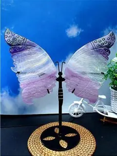 AAA級天然フローライト(蛍石)蝴蝶置物YTHB86F8/149F15C