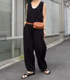 CIAOPANICTYPY スラブ裏毛裾ドロストオーバーオール