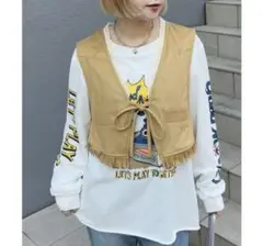 新品【Ciaopanic】ウエスタンレースベスト ベージュ